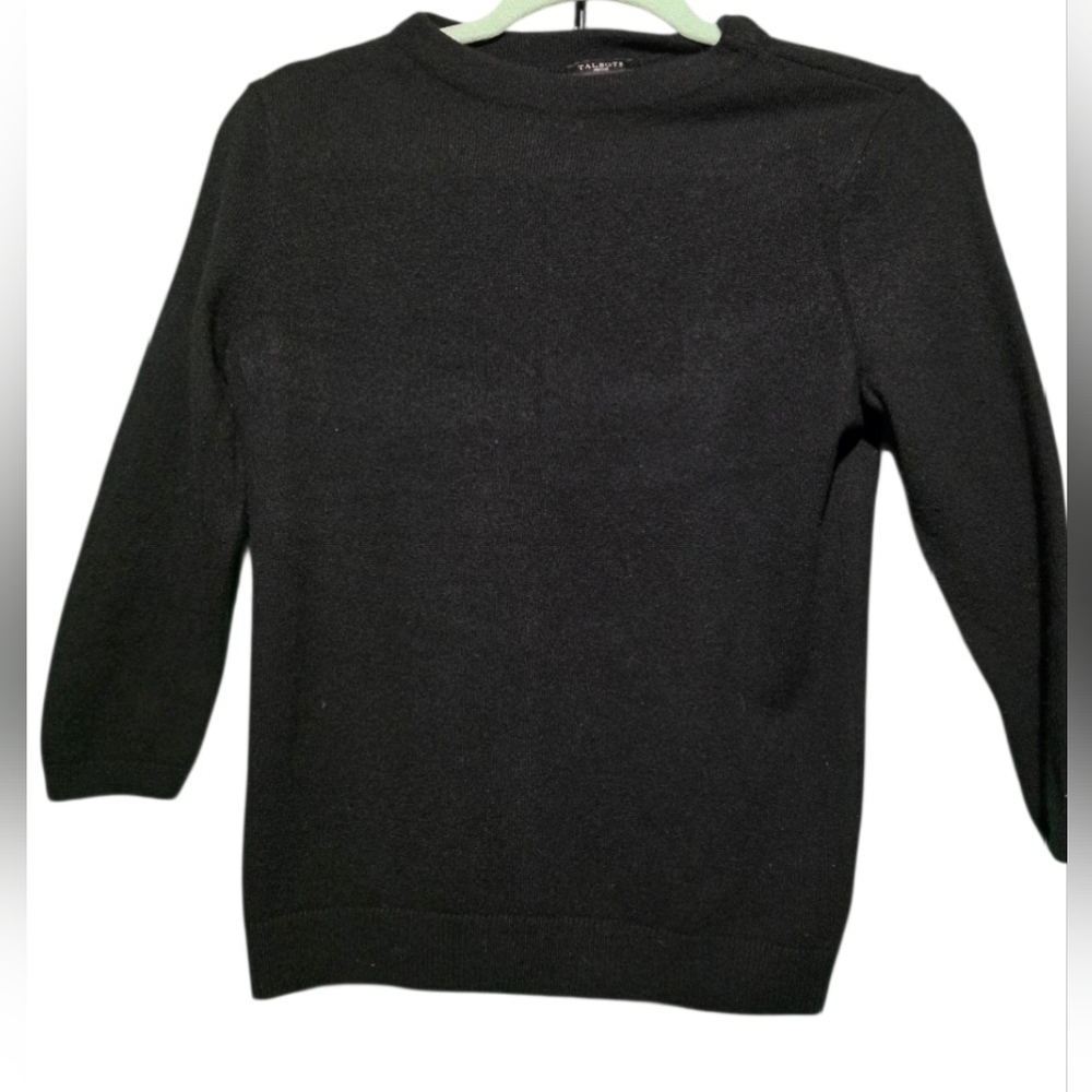 Talbots Pure Cashmere Medium Petite Black Long Sleeve Sweater PTP 19 - Picture 2 of 4